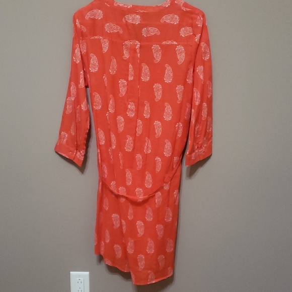 Old navy shirt-dress sz M red with white paisley - Picture 8 of 8
